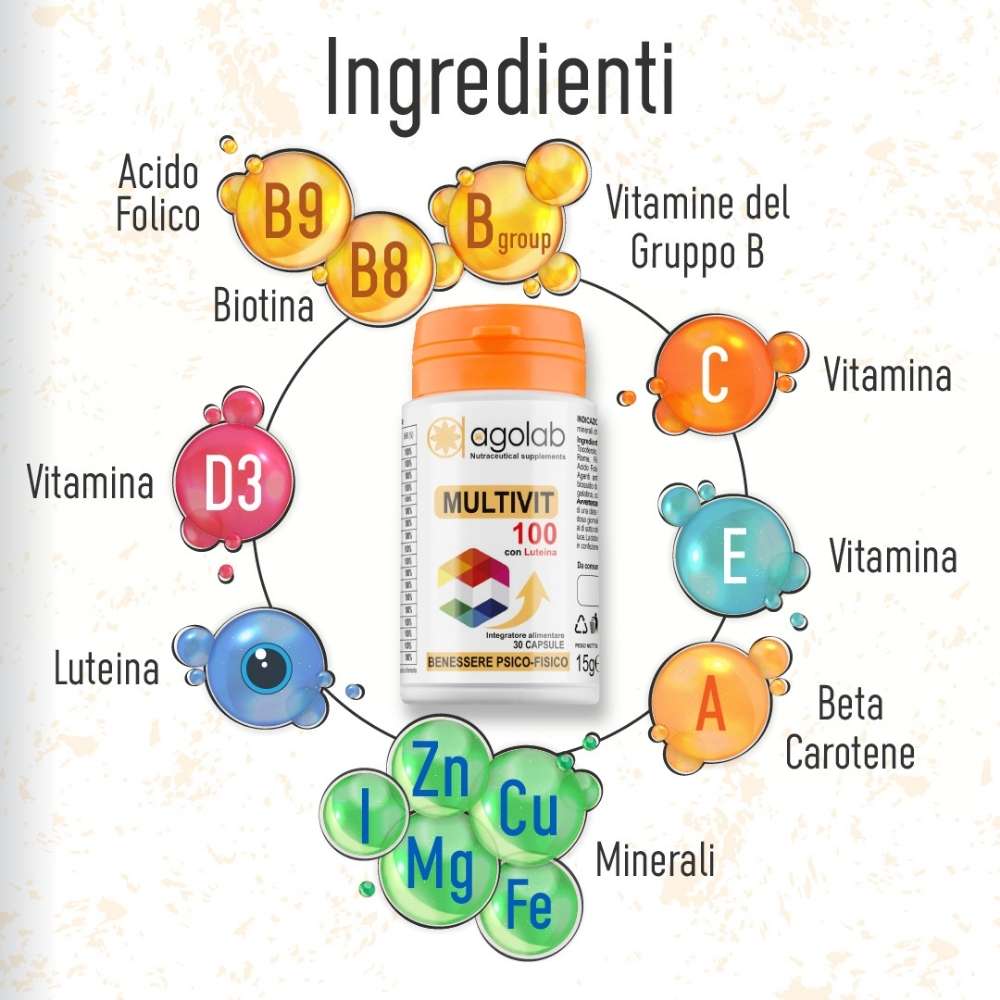 MULTIVIT 100 30 CAPSULE - MULTIVITAMINICO  - FARMACIA33