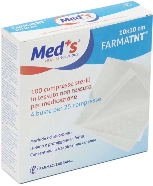 GARZA COMPRESSA MEDS FARMATNT IN TESSUTO NON TESSUTO 10X10CM 100 PEZZI - FARMACIA33