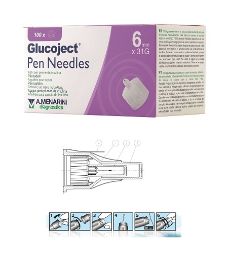 AGO PER PENNA DA INSULINA GLUCOJECT LUNGHEZZA 6 MM GAUGE 31 100 PEZZI - FARMACIA33