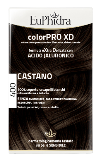 EUPHIDRA COLORPRO XD 400 CASTANO GEL COLORANTE CAPELLI IN FLACONE + ATTIVANTE + BALSAMO + GUANTI - FARMACIA33