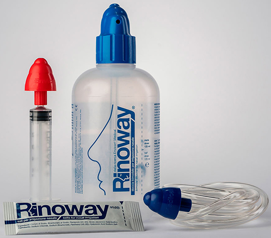 RINOWAY DOCCIA PER IRRIGAZIONE NASALE + 15 SALI ISOTONICI - FARMACIA33